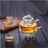 600ml High Borosilicate Glass Material Teapot Home Office Hotel Handmade Glass Teapot Cup Set