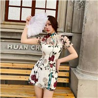 Chinese Style Girls Fashion Sexy Temperament Shorts Two Sets 2020 New Modelled Young Cheongsam Set