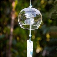 Japanese Style Glass Windchime Handmade Transparent Glass Hanging Praying Bell