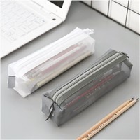 Simple & Small Fresh Stationery Pencil Bag, Transparent Gauze Mesh, Test Pen Bag, Large Capacity, Stationery Bag.