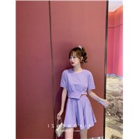 Purple Heben Wind Suit Half-Length Trousers Skirt Women 2020 New Small Summer Air Light Ripe Wind Two Sets