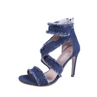 Sexy Denim Sandals with Cross Hollowing Style