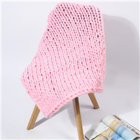 Amazon Hot Sale Cheap Low Moq Handmade Icelandic Pink Color Chunky Knit Wool Blanket