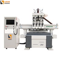 Honzhan New HZ-R1325F Four Heads Pneumatic Woodworking CNC Router Cutting Machine for Wood Panel, Door, Furniture