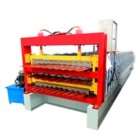 Three Layer Tile Making Manufacturer, Colored Steel Roof Tile Making Machine Metal Roofing Rolling Machine