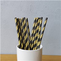 Black &amp;amp; Brown Big Striped Drinking Paper Straws