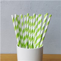 Green &amp;amp; White Big Striped Drinking Paper Straws