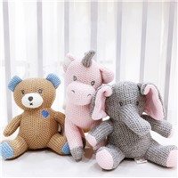 Baby Sleep Toy Knitted Stuffed Animals Plush Knitted Bunny Elephant Dinosaur Unicorn Bear Toy for Toddlers