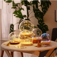 Glass Dome Vase Home Decoration Round Shaped Glass Cover Luminous Base Dome Friend Gift