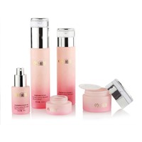 Fashionable 30Ml Pink Skin Care Cosmetic Glass Bottlte Lotion Bottles Set with Pump