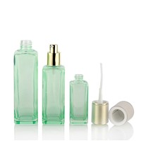 Popular Square Lotion Bottles Skin Care Containers Sets Glass Cosmetic Bottle Set