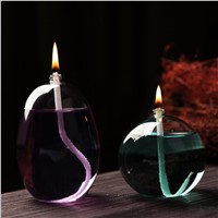 Round Shaped Glass Oil Lamp Oval Shaped Table Lamp Home Decoration Handcraft Glass Gift
