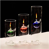 Transparent Glass Oil Lamp Wedding Gift Cylinder Shaped Glass Lamp Decoration Diameter=8cm Three Different Height