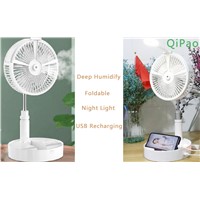 USB Foldable &amp; Rechargeable Electronic Desk Fan with Night Light