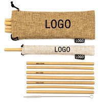 Eco Friendly 100% Biodegradable Bamboo Straw Custom Logo Bamboo Drinking Straw with Cleaning Brush