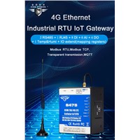 Dual-SIM Cellular IoT RTU (8DIN, 6AIN/PT100,4Relay, 1TH, USB, 2 RS485,320 Extend I/O Tags)S475