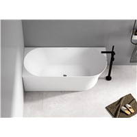 Freestanding Space-Saving Acrylic White Glossy Corner Bathtub Installation On the Left Or Right Floor-Standing Bathtub