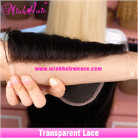 Mink Brazilian Human Hair Closure Virgin Hair Lace Closure Transparent Lace with Pre-Plucked