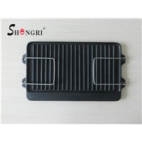 Shengri Rectangle Cast Iron Griddle Plate with Foldable Wire Handles