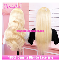 Mink Brazilian Hair 10A Human Hair Blonde Wig 180% Density Transparent Lace Front Wig