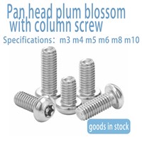Stainless Steel Pan Head Anti-Theft Screw Half Round Head Plum Blossom with Needle &amp;amp; Column Core