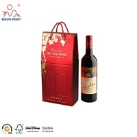 High Grade Single Bottle Wine Gift Paper Bag with Rope Handle