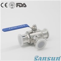 Stainless Steel Hygienic 3 Way Clamped Manual Ball Valve