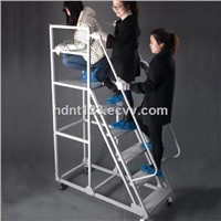 Movable Steel Safety Warehouse Rolling Ladder