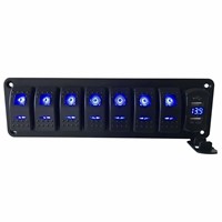 8 Gang Rocker Switch Panel Dual USB Fast Charger with Voltmeter