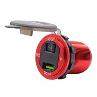 12V/24V Waterproof QC3.0 USB Car Charger with Voltmeter &amp;amp; on/off Switch for Car Boat Motorcycle Marine