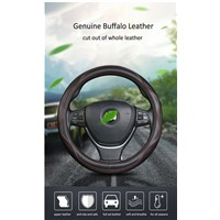 38cm Genuine Leather Car Steering Wheel Cover