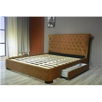 Genuine Leather PU Drawer Bed Wooden Furniture