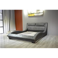 Wave Design Upholstered Bed Faux Leather King Bed