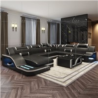 LED Light U Shape Extra Size Living Room Sofa Sectional with LED