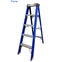 Blue Profile Household Foldable Single Side Fiberglass Insulated Ladder with Multipurpose Tray