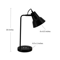 LED Light Metal Table Lamp Adjustable Lampshade, Desk Lamp with USB Charging Port&amp;amp;Wireless Charging