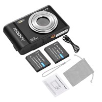 Andoer Mini Digital Camera 44MP 2.7K 2.88inch IPS Screen 16X Zoom Face Detection Built-In 2PCS Batteries Hand Strap Carr