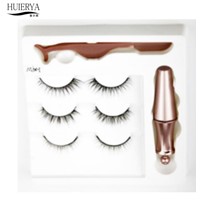 3 Pairs One Tray Synthetic Fiber Eyelash, with Tweezer, Cream Eyeliner Mascara, Special Shapped, Crown Classic, Set Package