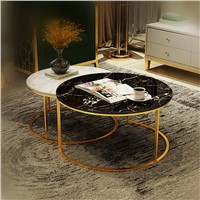 Postmodern Light Luxury Stainless Steel Living Room Creative Marble Round Coffee Table Hotel Lobby Hong Kong Style Gilde