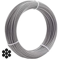 1/8 Inch T316 Marin Grade Stainless Steel Aircraft Wire Rope Cable for Railing, Decking, DIY Balustrade, 7X7 Constructio