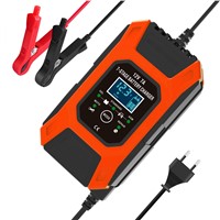 FOXSUR 7A 12V ATV Motorcycle Car Pulse Repair Charger, Lead Acid Battery Charger, 7-Stage Smart Battery Charger LCD Disp