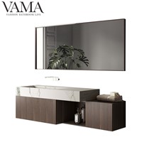 Vama 60 Inch Hanging Timber Veneer Modern Bathroom Cabinet with Solid Surface Basin Lb-004