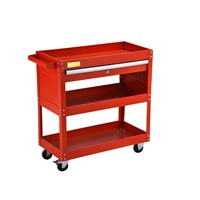 Tool Cart 3 Tray Rolling Utility Cart Trolley with Drawer Industrial Commercial Service Cart Mobile Storage Cabinet