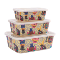 OEM Approved Rectangular Custom Airtight Reusable Biodegradable Stackable Bamboo Fiber Food Storage Container Set