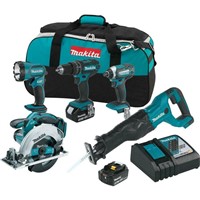 NEW Makita 18V LXT Cordless 5-Tools Combo Kit with Rapid Charger &amp;amp; Tool Bag