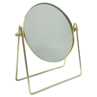 6 Inch Golden Color Makeup Mirror, Desktop Stand, Single Flat Clear Mirror &amp; Metal Back Panel, 360 Roating, Lady Gift