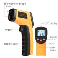 Industrial Usage Digital Laser IR Thermometer Infrared Pyrometer Temp Meter Point Gun