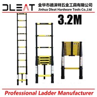 Yellow with Black Dleat 3.2M Aluminum Single Telescopic Ladder with EN131