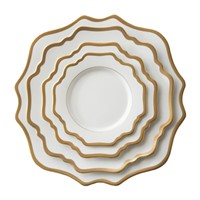 Gold Rimmed White Ceramic Porcelain Charger Plates Set of 4pcs for Wedding