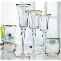 Wholesale Gold Band Design Wine Glass Set of Champagne Glasses Elegant Glassware &amp;amp; Stemware